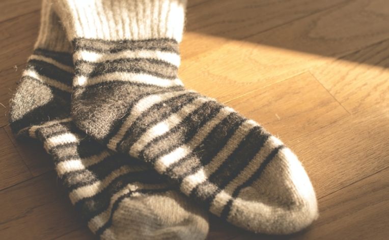 Socks on Clean Hardwood Flooring
